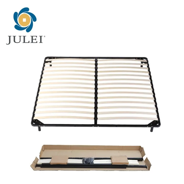 Full Size Folding Birch Bed Frame High Load Bearing Adjustable Wooden Bed Frame