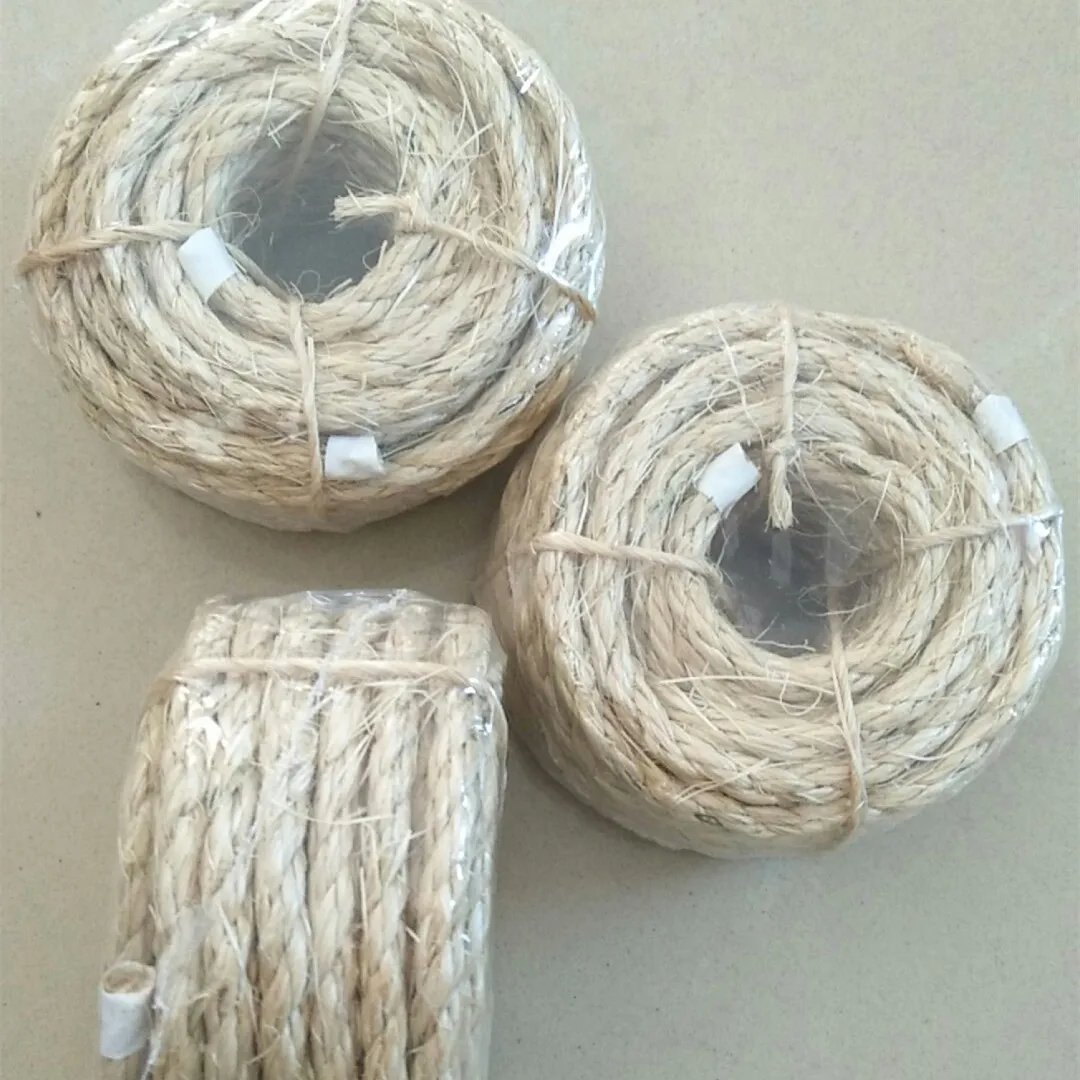 8mm Natural Sisal Rope 3 Strands Twisted Hemp and Fiber Jute Twine for Decorations Coiled 100m Pack