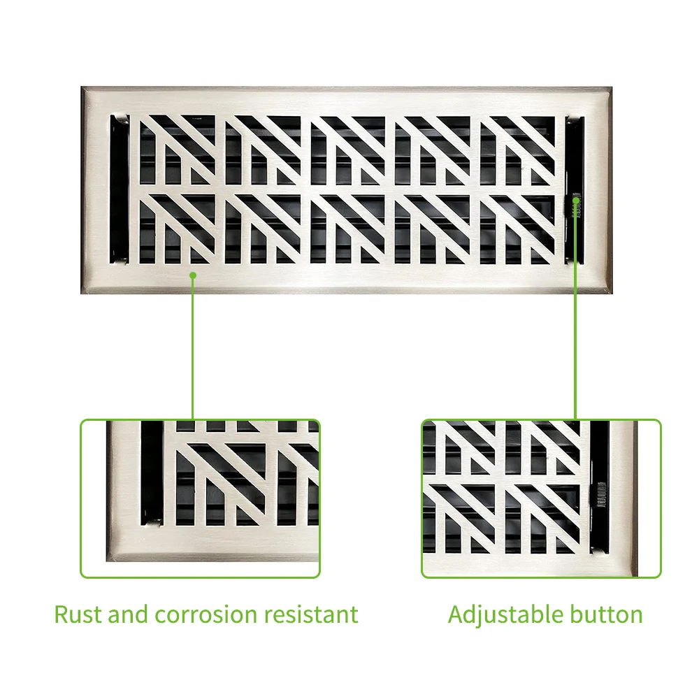 4x12 inch  Heavy Duty Floor Vent Covers Metal Damper Attached Floor Register Steel Vent Cover for Home Floor