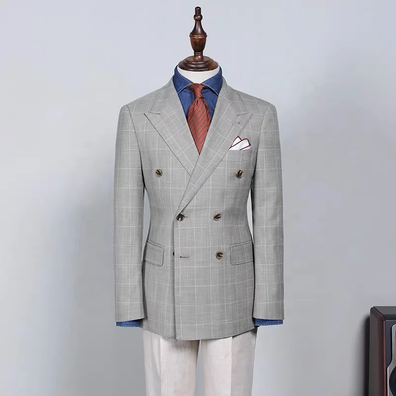 New style business Favorable price Slim fit Men Suit plaid blazer 2 Pieces custom mens suit