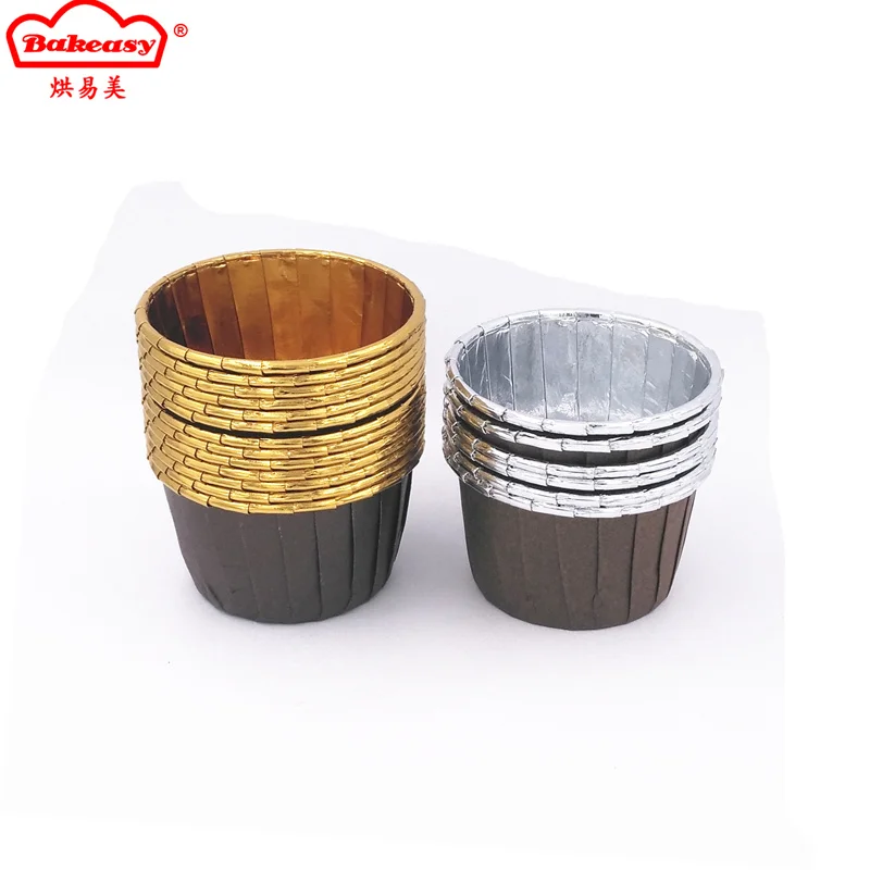 High quality thick gold foil rolled rim baking cups Roll edge oil-proof paper Cupcake muffin wrappers Cups 50PCS