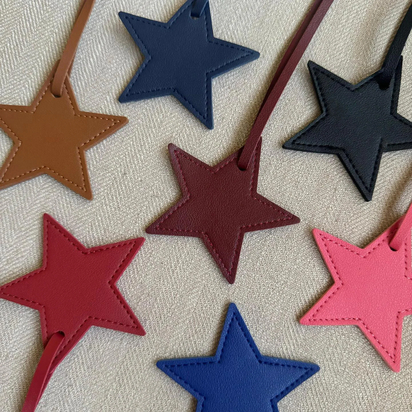 Creative Star PU Leather Tassels Keychain Charms Tassels Five-Pointed Star Keychain Car Bag Charm Pendant Leather Accessory