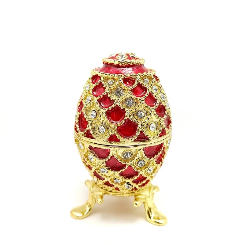 Enamel Pewter Metal Easter Egg Trinket Boxes Jewelry Box Metal Gift Box Home Decorative