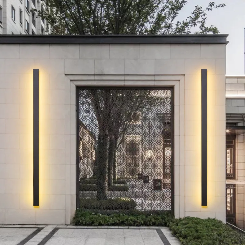 Outdoor black strip wall lamp waterproof aluminum acrylic garden lamp IP65 simple wall lamp