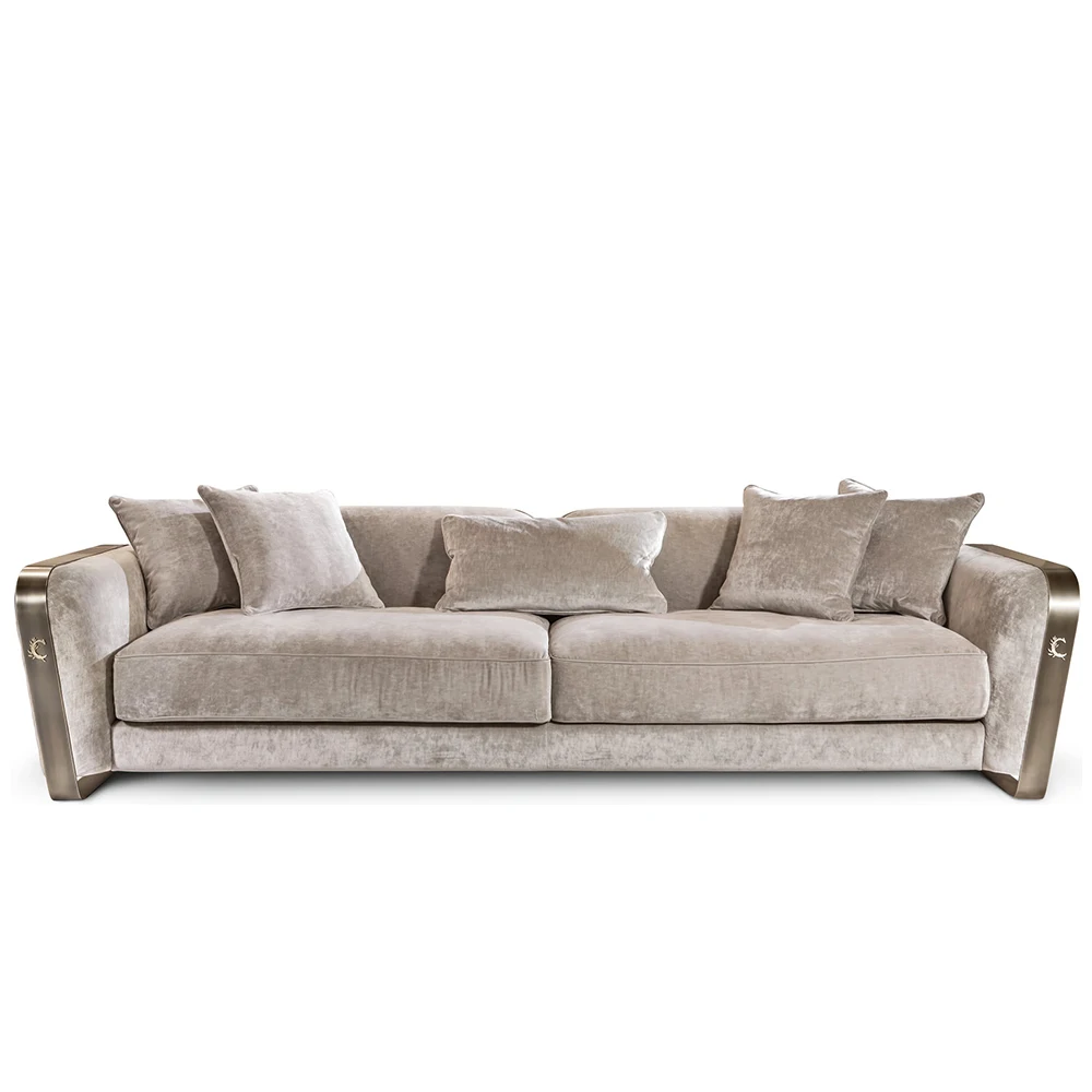 Foshan voyage custom color villa velvet fabric sofa set modern Italian luxury villa furniture sofa