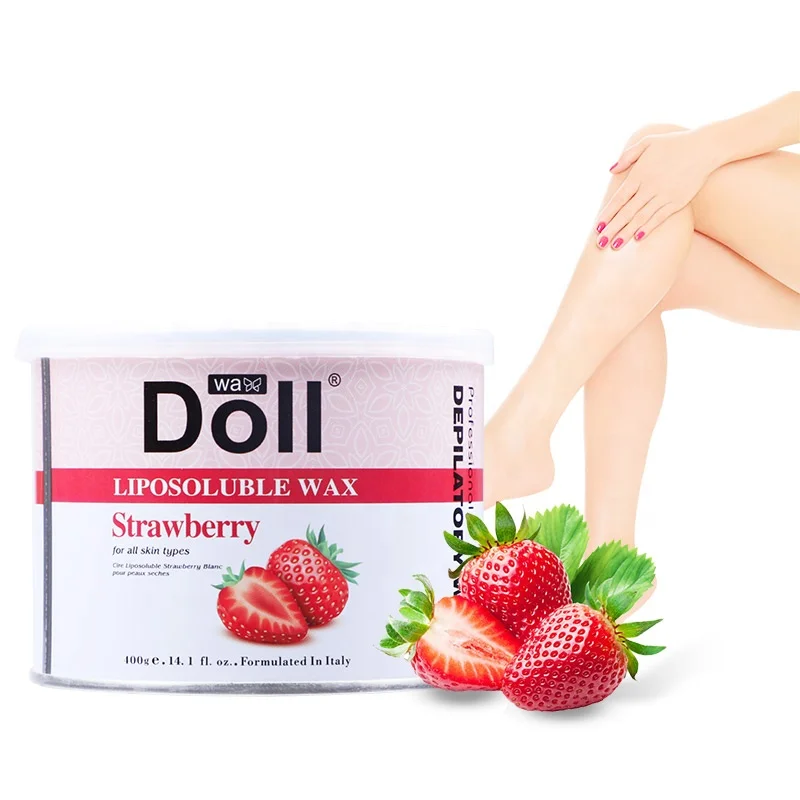 2021 400g Strawberry color good high quality hair removal liposoluble soft wax depilatory warm wax caned wax