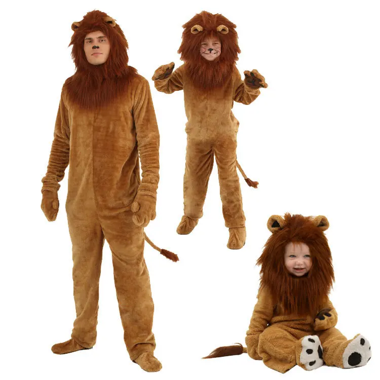 Halloween Kid Adult Cosplay Animal Costumes Children Performance Long Hair Lion King Costume Boys & Girls Unisex Lion Costume