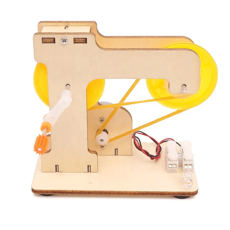 Wood material STEM science educational DIY toy hand crank power generator