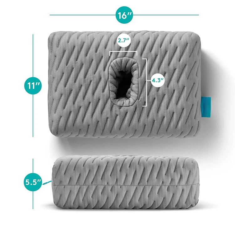 Removable Cover Side Sleeping Pillow Travel-Friendly Memory Foam Mini Ear Hole Pillow for Ear Piercings Earplugs