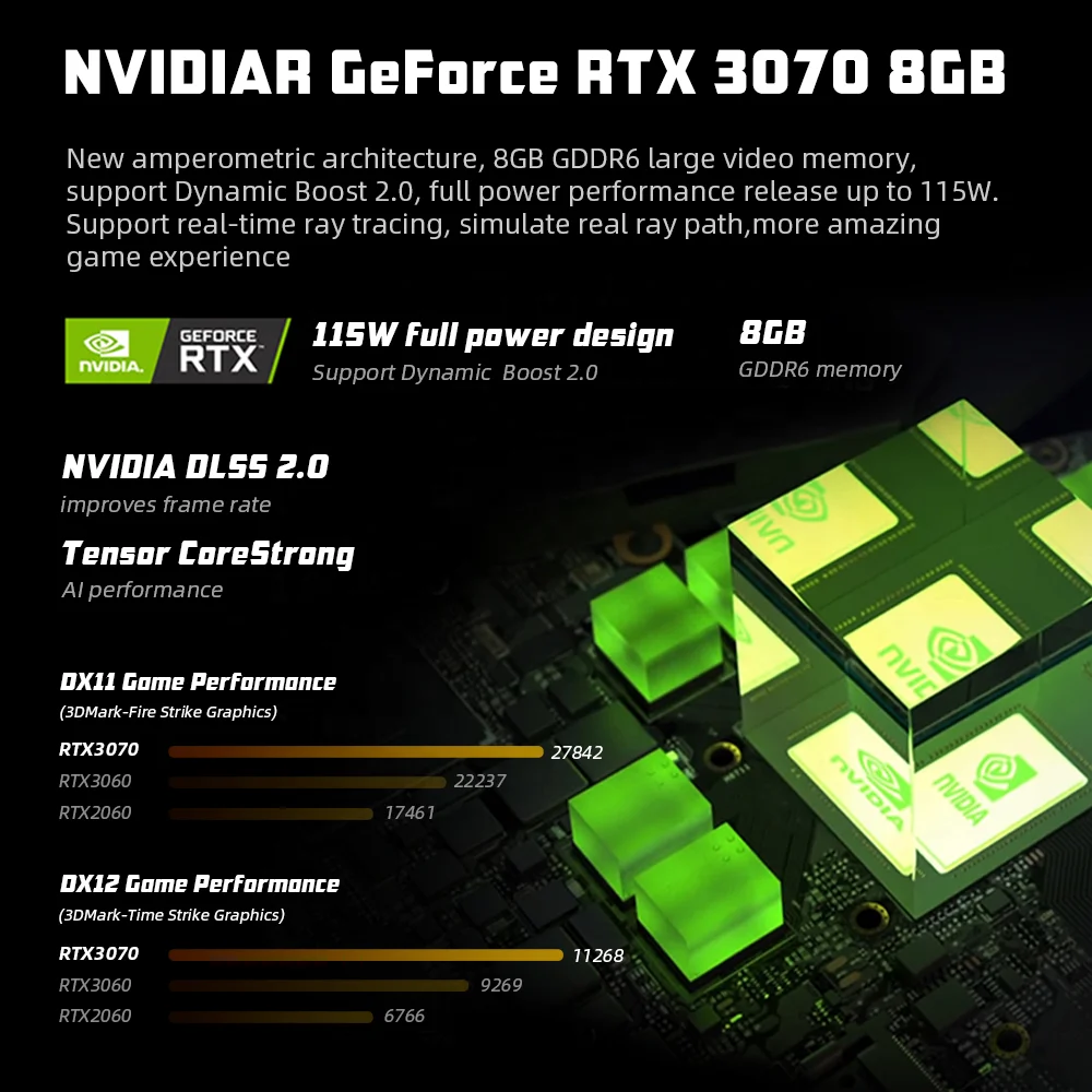 16 inch Gaming Laptop RTX 3070 8GB Intel Core i5 -11400 16GB RAM 512GB SSD WIFI6 IPS Window-s 10 Notebook Computer