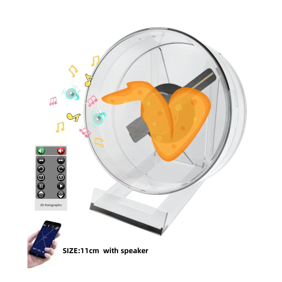 Round led 3d hologram fan display with cover New portable 3d holographic fan  11cm Mobile App control hologram projector in case