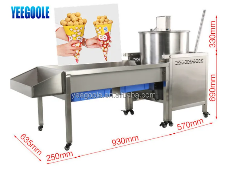 China Stainless Steel Commercial Caramel Kettle Corn Popcorn Machine For Sale ce