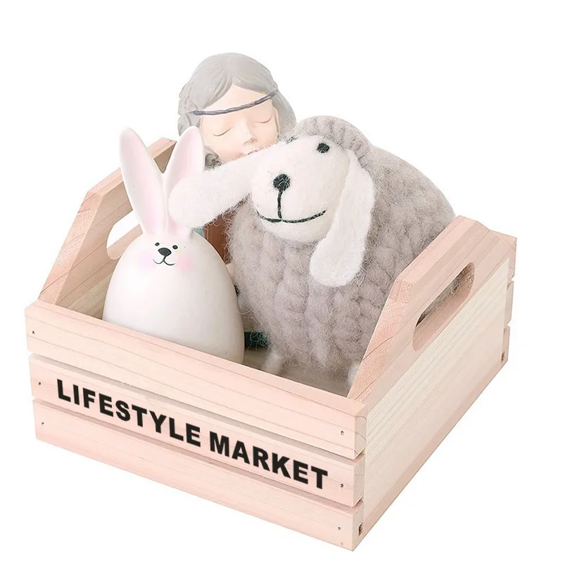 Simplicity Style Custom Logo no lid large Wooden craft Box With Handle unfinished Packaging Wood Box with handle