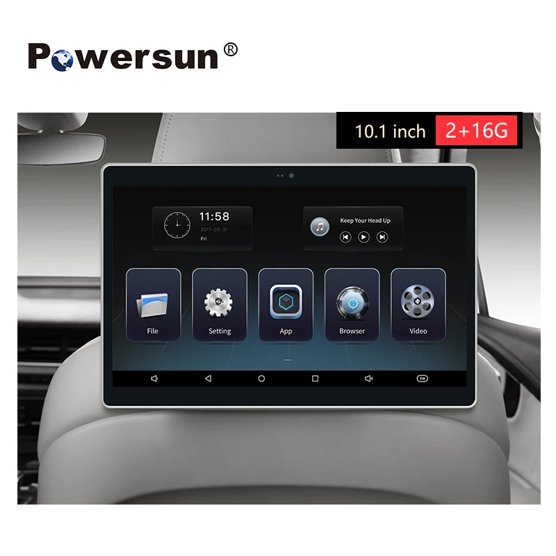 Powersun 10.1 inch IPS Android 9 Headrest Mirror Link Touch Screen Monitor For Car Video