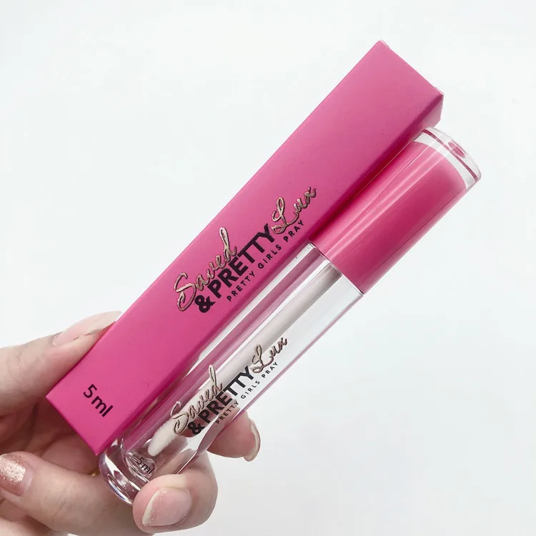 High quality transparent round lip gloss tube can be customized with your own logo 5 ml lip gloss tube belt applicator lip gloss