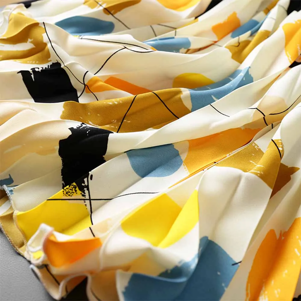 Korean Elastic Waist Printed Summer Skirt VD3099 Elegant High Waisted Women Pleated Long Midi Skirts in Black