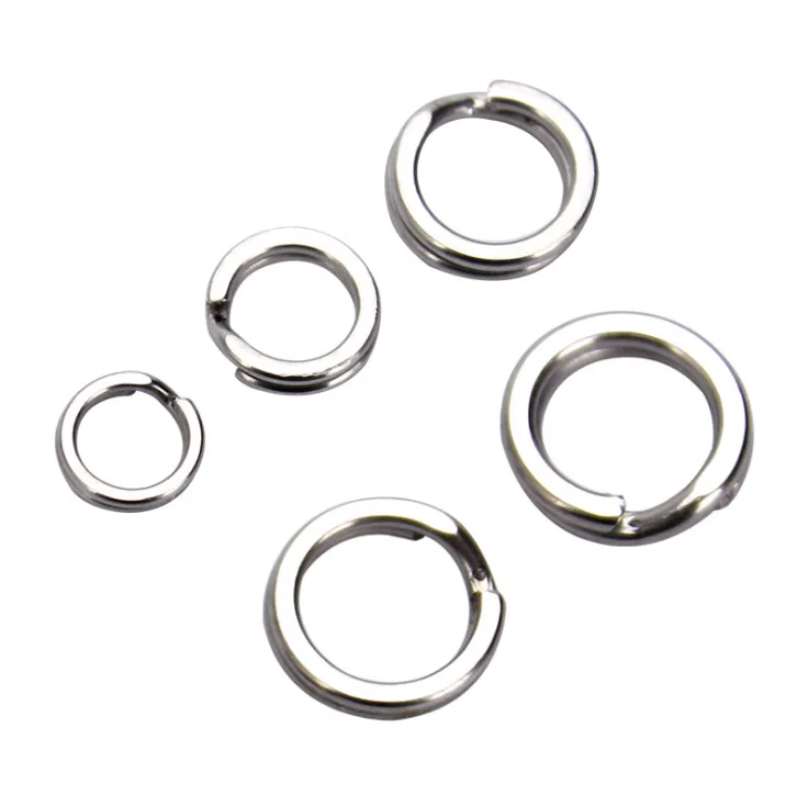 WEIHE 100pcs/bag Stainless Steel double loop quick fishing flat split rings