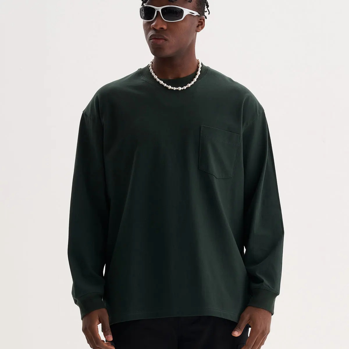 High quality oversized round neck plain long sleeve tshirt full sleeve t shirt for men