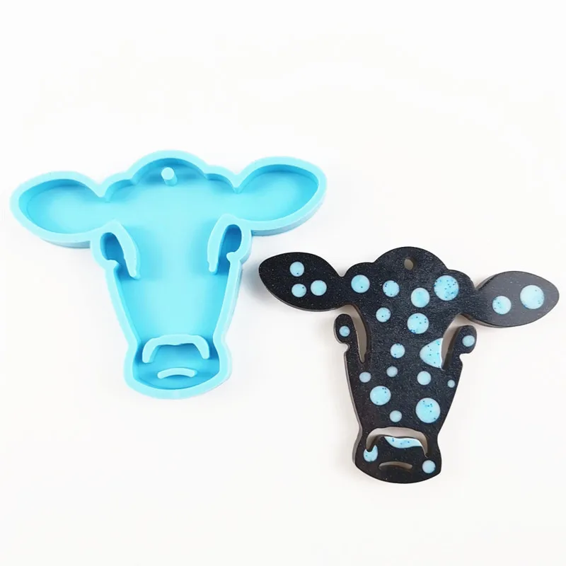 5238 resin Milk cow head silicone keychain mold