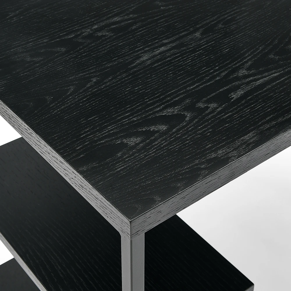 Simple Wooden Table With Multilayer Storage Rack Home Office Furniture