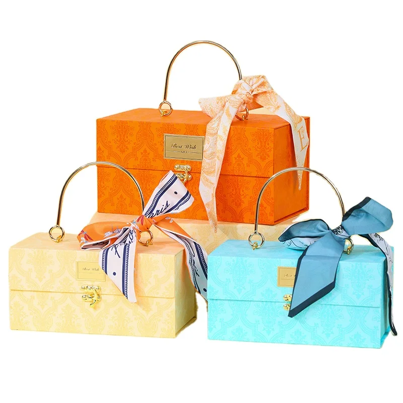 Wholesale Luxury Cardboard Paper Gift Packaging Boxes With Metal Handle And Lock  Folding Paper Secret Boxes For Perfume