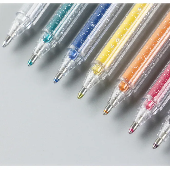 Бесплатные образцы с меховым de colores uni мяч цветной блестязий, ручка с гелевыми чернилами набор канцелярских принадлежностей