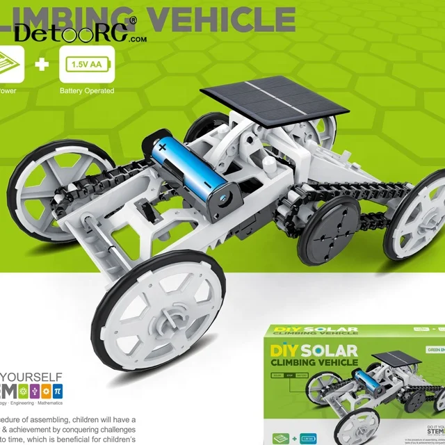 Detoo 2 in 1 power battery and solar toys Building robot kit DIY assemble STEM toy solar car gadgets