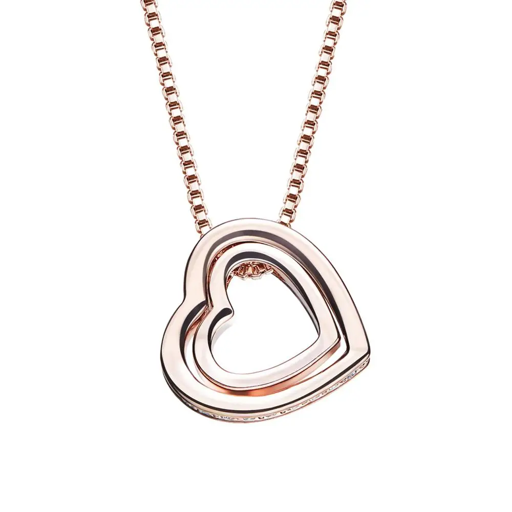CDE P0900 Custom Jewelry Heart Shaped Gold Pendant Necklace Female Double Heart Necklace For Women