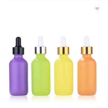 macaron color pink violet yellow blue green flat shoulder essential oil glass dropper bottle 30ml 1oz for serum