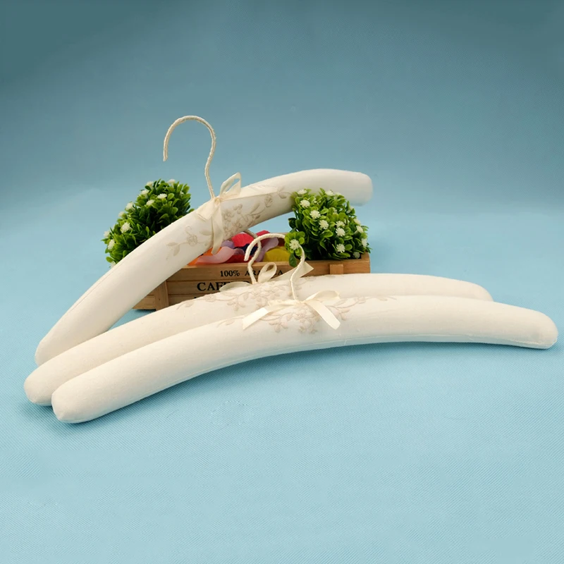 Custom luxury soft fabric satin padded coat wedding cloth hanger