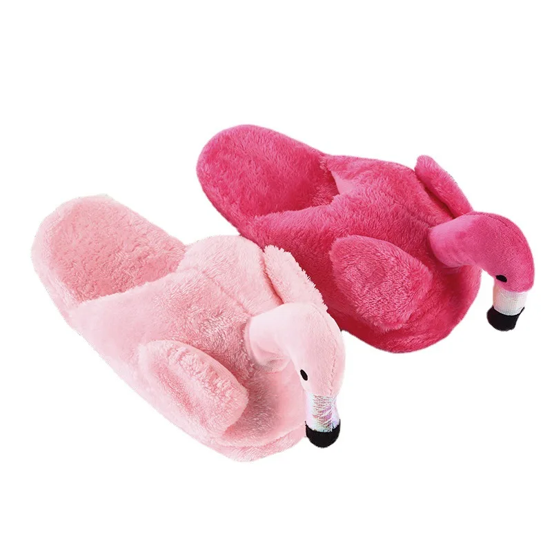 Warm Home Slippers Unisex Soft Slippers Winter Pink Flamingo Kids Animal Slippers