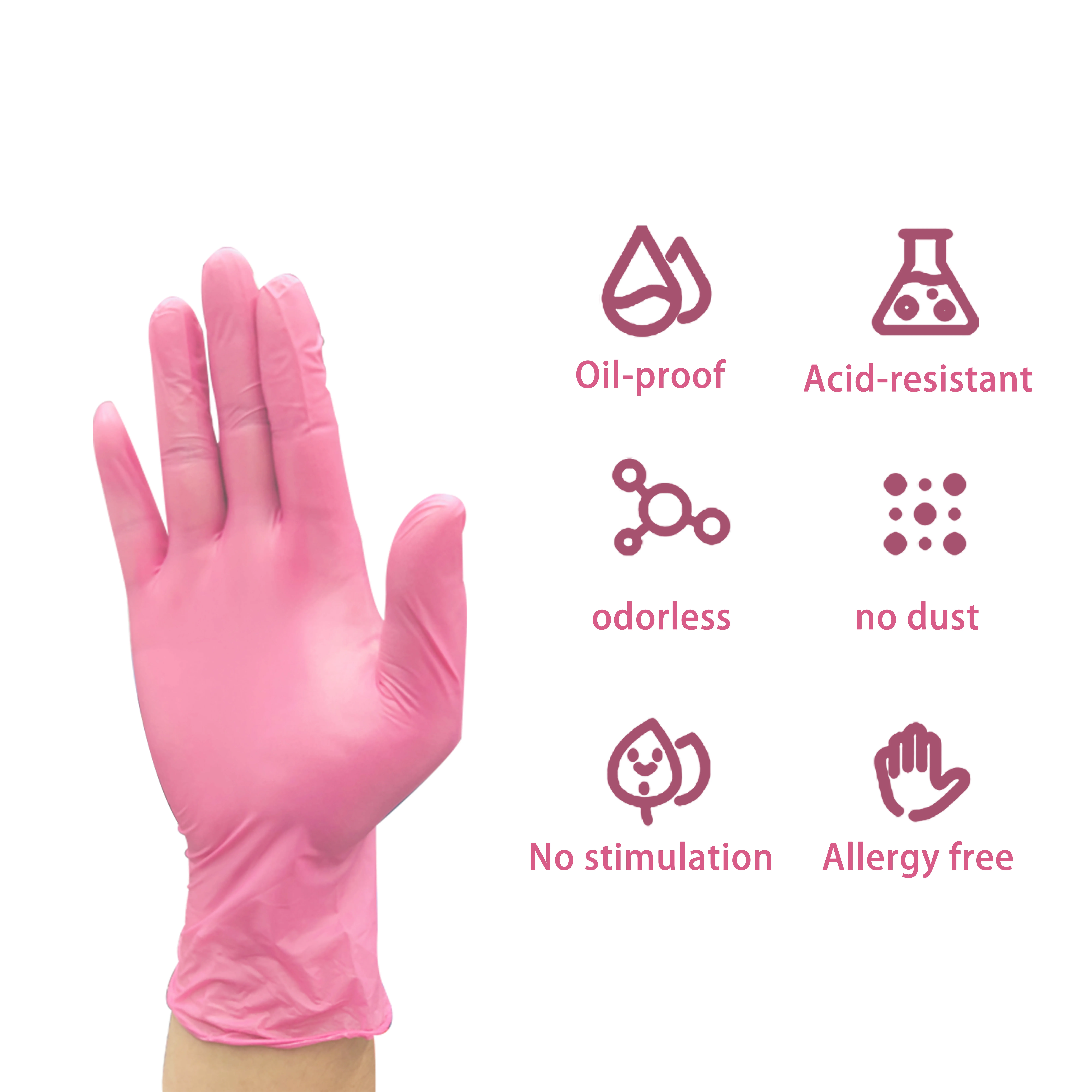 Disposable 100% Nitrile Blue Safety Gloves 9 Inches Black Barber Tattoo Shop Gloves Customizable Pink Nail Latex Free Gloves