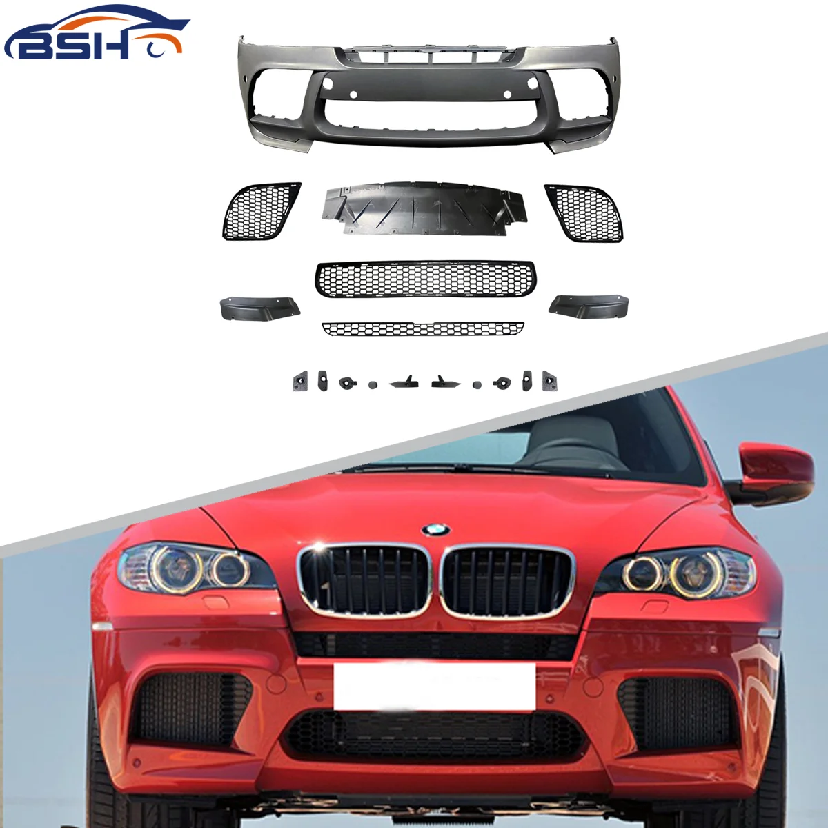 Car Parts Body Kits X6M Body kit for BMW X6 E71 upgrade front bumper with accessories