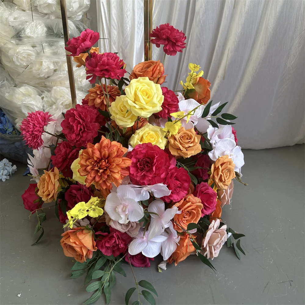 IFG Floral Arch with Tropical Fuchsia Pink Orange Rose Hydrangea Flowers for Easter Back to School Wedding Backdrop Decor