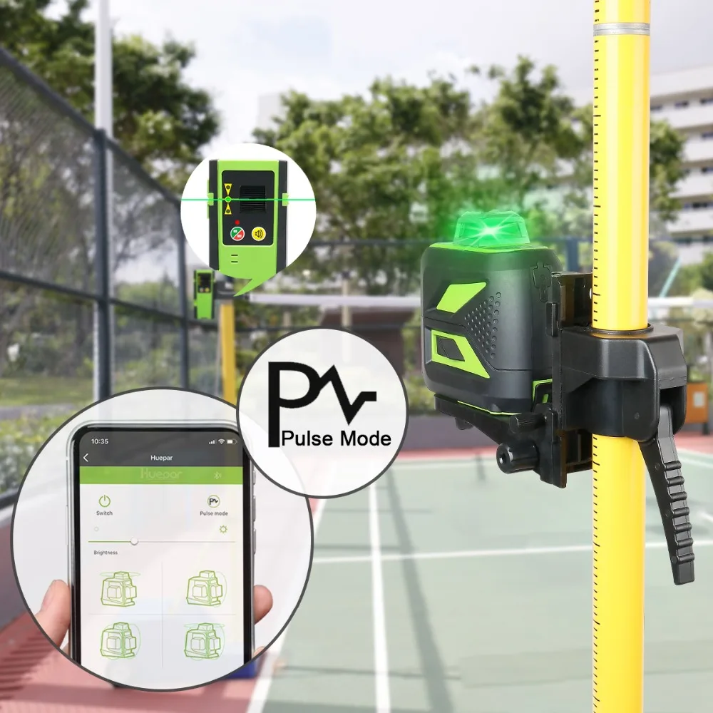  Pro Huepar 3D 12 Lines 603BT-H 3x360 Green Beam Laser Level Self-Leveling Cross