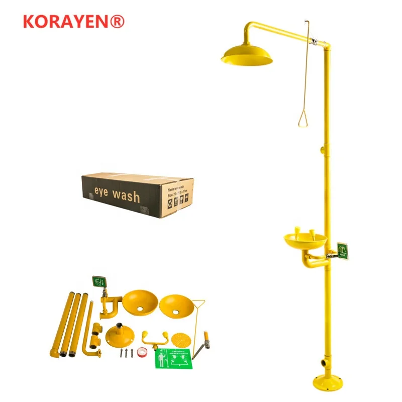 Safety Eyewash And Shower Yellow Color Emergency Eyewash In China eye wash station