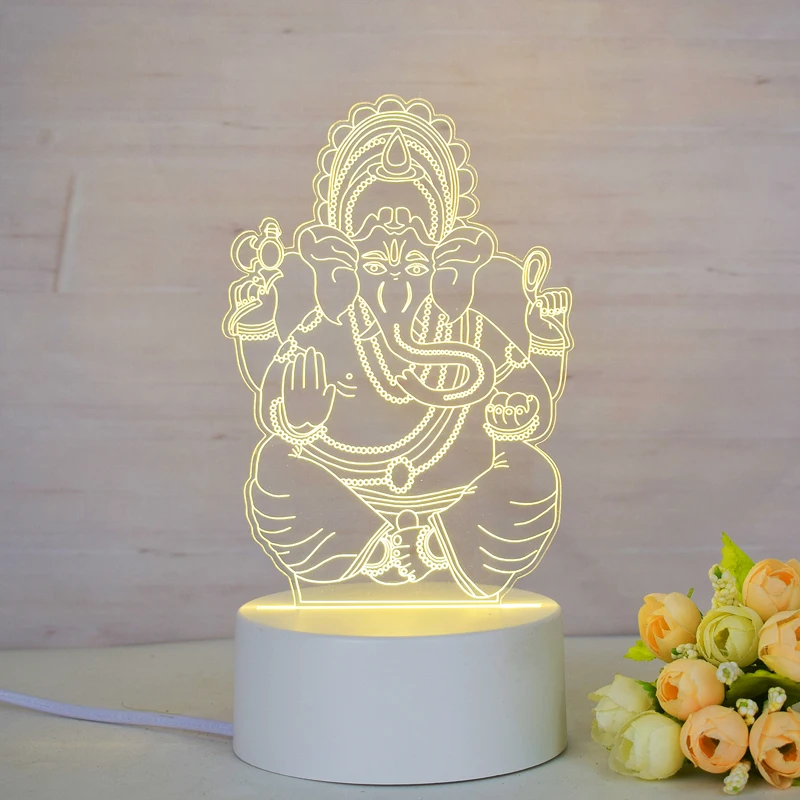 The Golden Temple in India Guru Nanak Ganesha Statue Gold Shiva Statue Shiva Parvati Idols 3D Lamp Color Print Night Lighting
