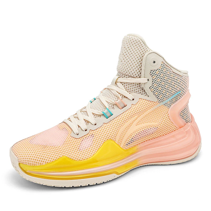 Custom High-Top Breathable Mesh Basketball Shoes with Non-Slip Rubber Sole Sports Men Sneakers