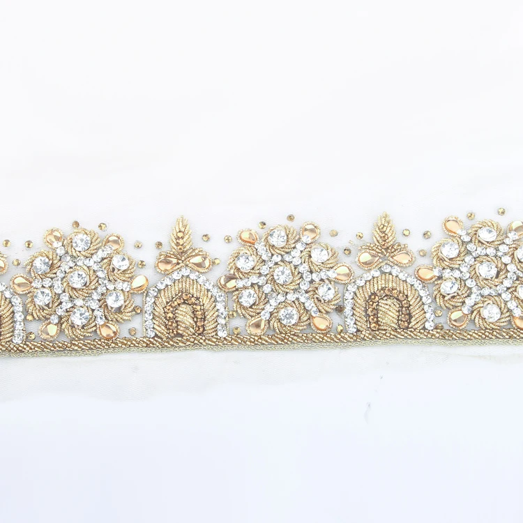 
Wholesales exclusive trimmings bead trim bridal belt sashes wedding dress ribbon costume lace craft sewing sari border 