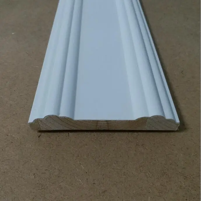Solid white gesso primed MDF skirting board wood baseboard trim