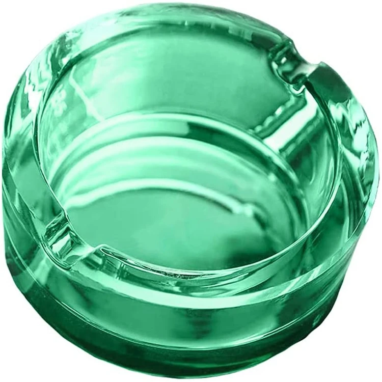 Colored Glass Cigar Ashtray Smoking Round 4 Cigar Holder Customized Blue Glass Ashtrays Wholesale
