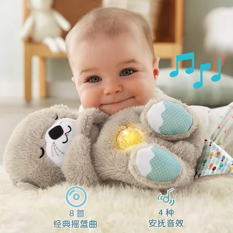 New arrivals breathing bear newborn soothing sleep doll Soft sleep baby Otter breathing toy