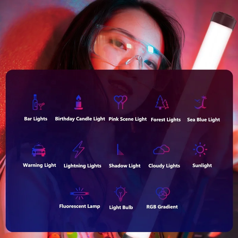 Biumart Handheld Fill Lamp High Color Rendering Dual Color Mode Professional Portable Photography Light RGB Fill Light Stick