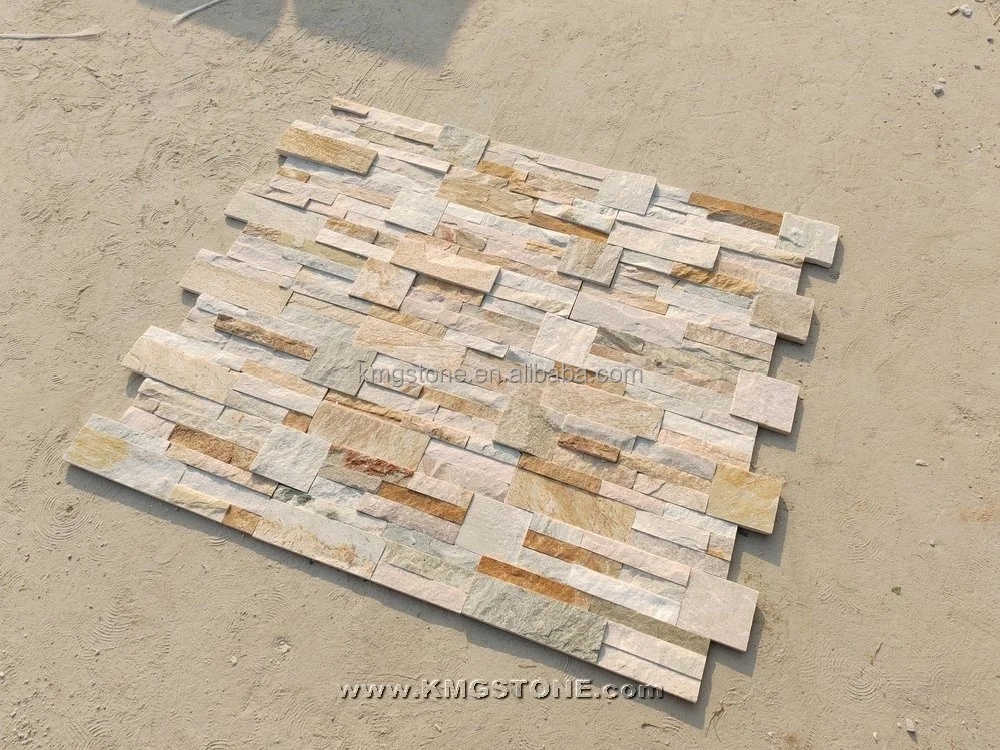 Modern Design Beige Slate Natural Stone Veneer Tile Cut-to-Size with Unique Split Surface Finishing for Villa Applications