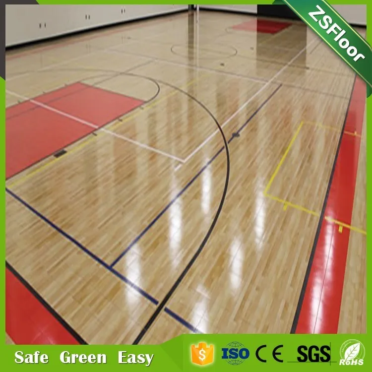 Wood Look Laminated PP  Flooring tiles for Professional basketball court