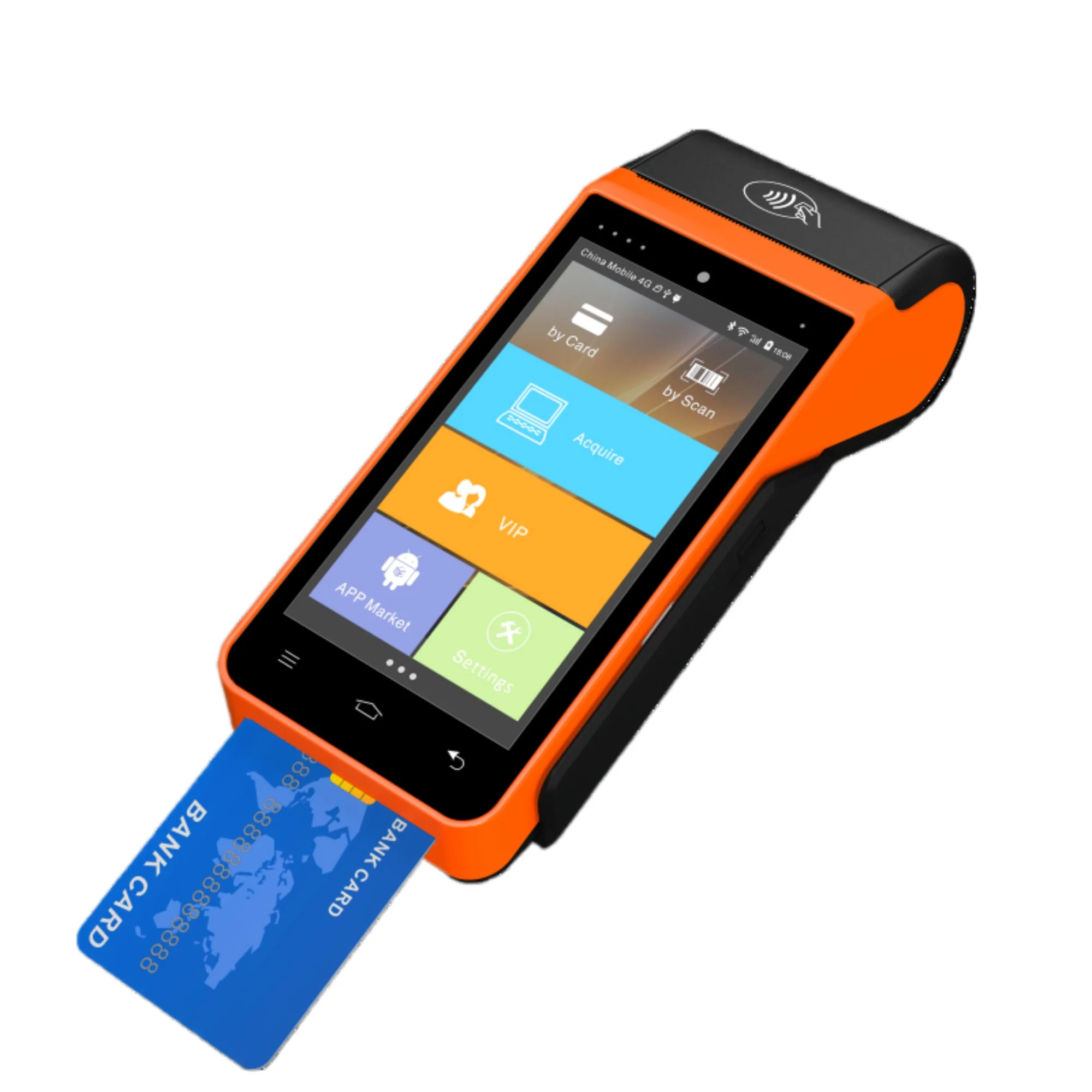 POS терминал оплаты кредитной карты магнитная карта микросхема NFC QR-код 4G Bluetooth Android Встроенный термопринтер