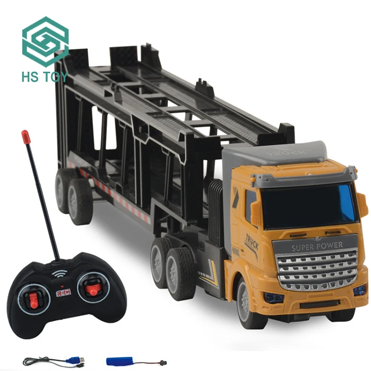 HS RC 4WD Double-decker Trailer Transport Toy Car 1:48 Scale Model Car Shipping Containers Carrier Truck For Sale