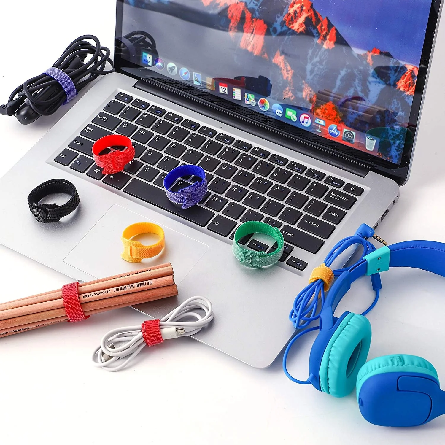 Strong and Reusable double side soft hard hook loop Thin Magic Cable Ties for Home Office and Outdoors