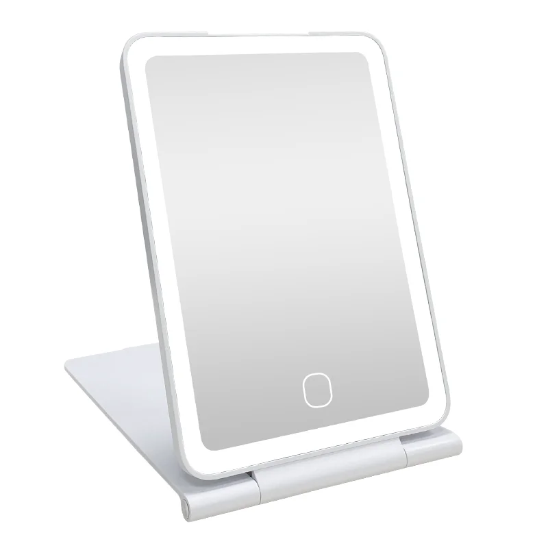 Custom Logo Rechargeable Ultra Thin Portable Makeup Vanity Mirror with 3 Color Led Lights Beauty Ipad Mirror