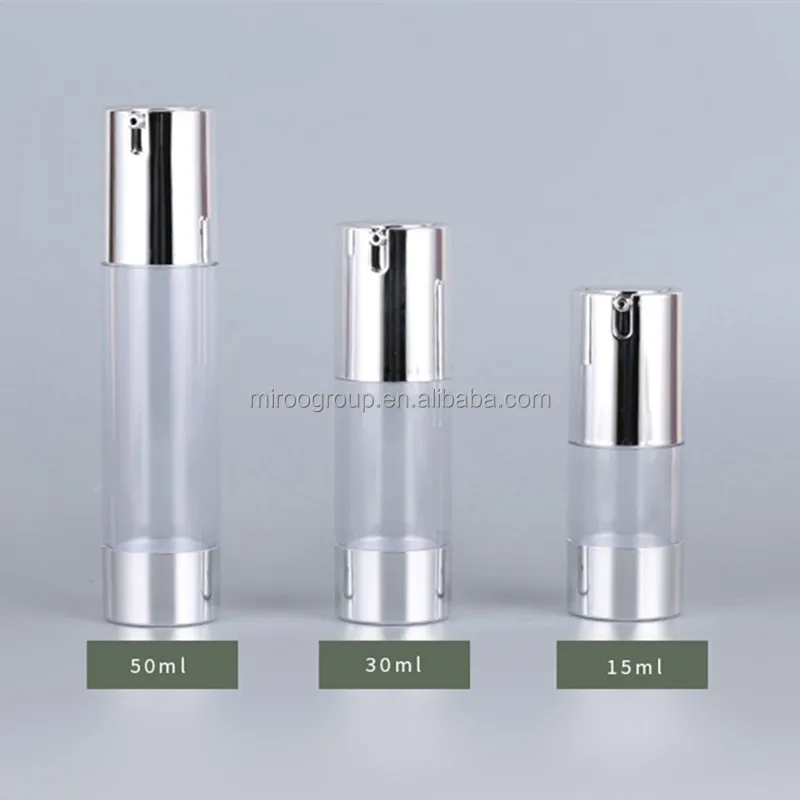 cosmetic packaging 15ml 20ml 30ml 50ml clear frosted airless vacuum bottle/tubes with pump sprayer